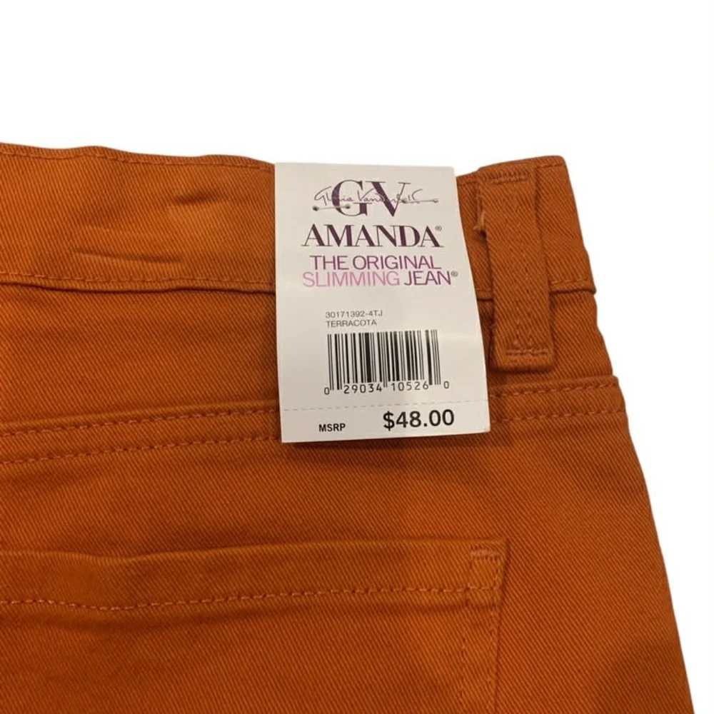 Gloria Vanderbilt Amanda Jeans 18 Average Terracotta Orange Slimming‎ Tapered